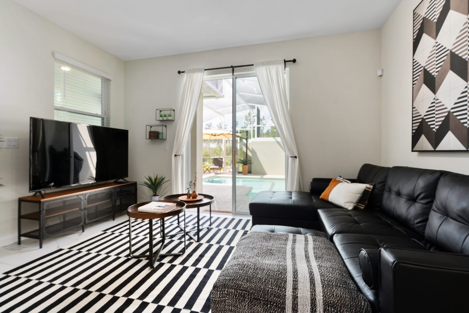 Modern living room inside a Champions Gate vacation rental home